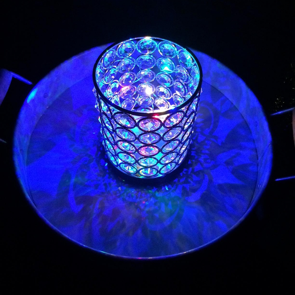 blue led candle holder