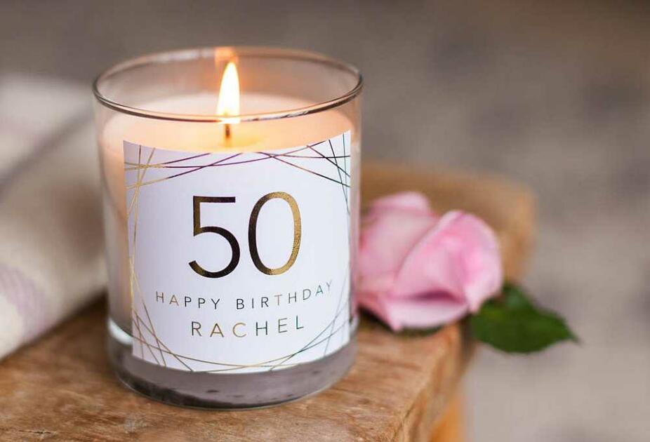 50th birthday personalised candle gift