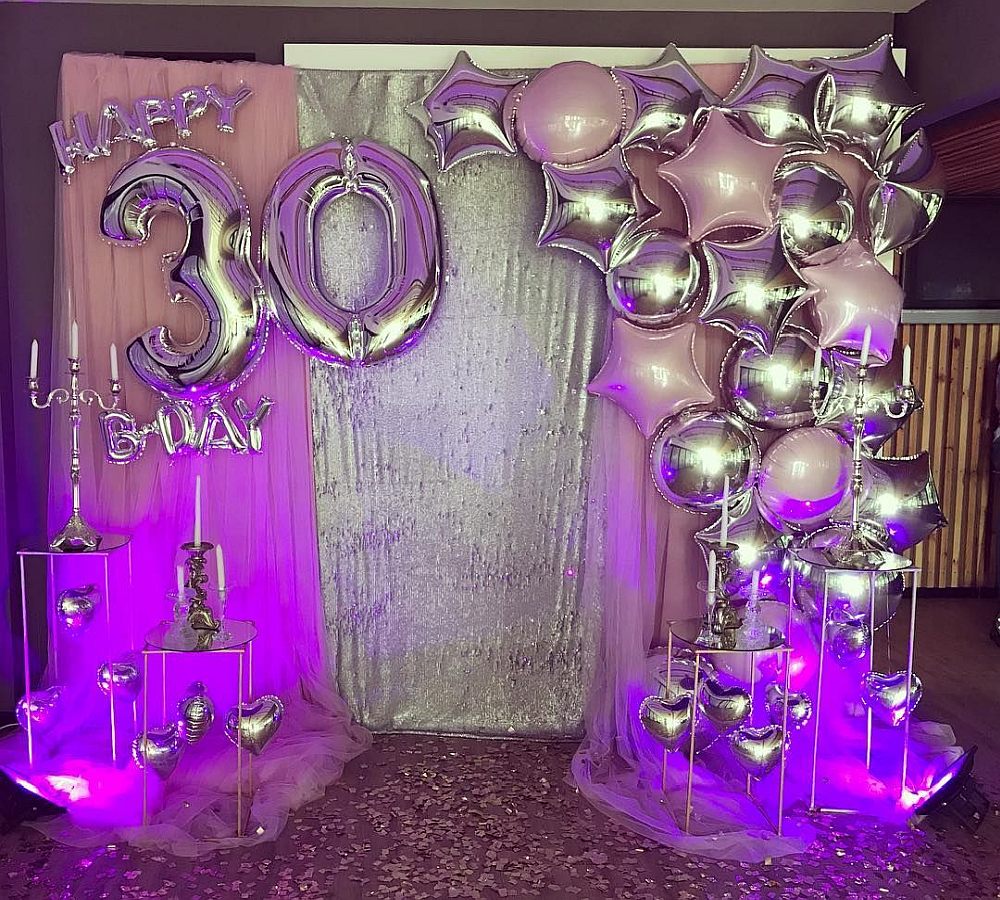 backdrop purple decor 30th birthday