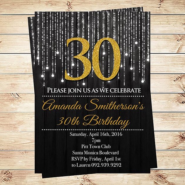 black 30th Birthday Invitations