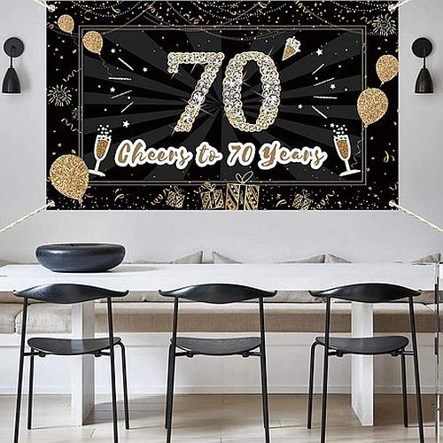 cheers to 70 years banner