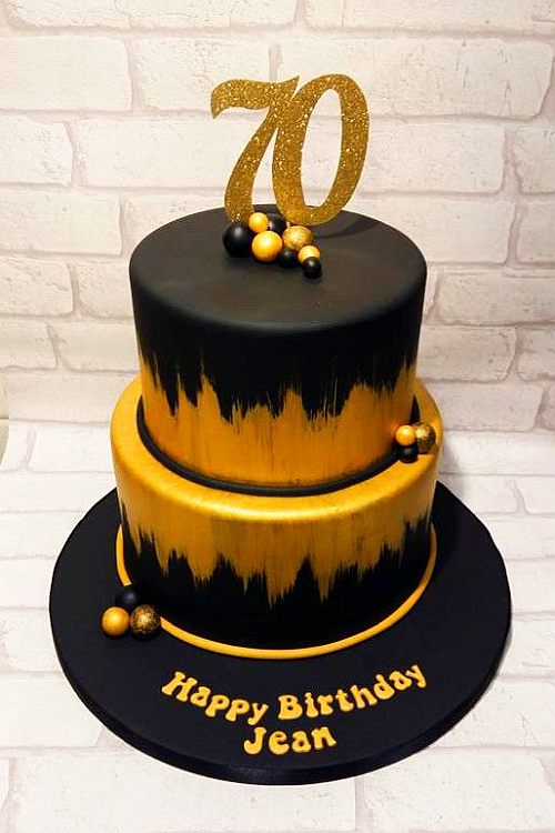 gold 70th cake