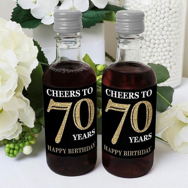 mini wine bottles 70th favors