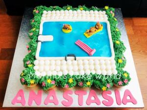 water birthday decor cake