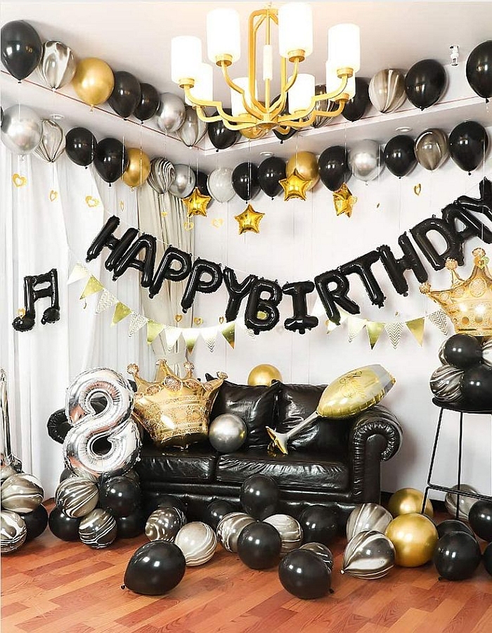 bday decor black living room