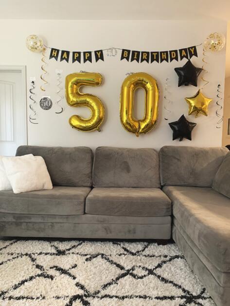 living room 50th bday decor