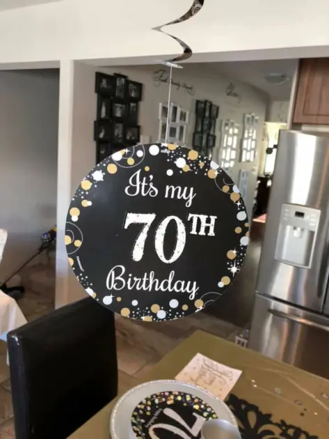 hanging 70th bday decor