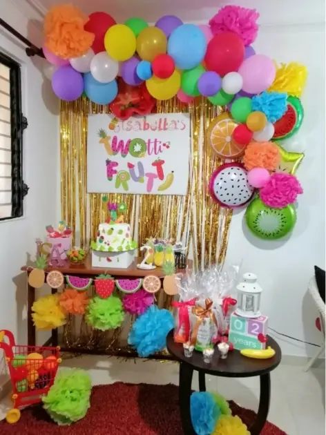 party balloons birthday fruit theme