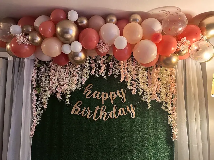 bday banner green backdrop