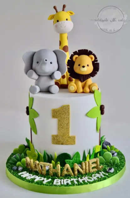 1st bday safari cake