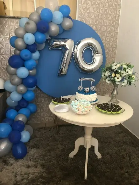 70th bday decor blue