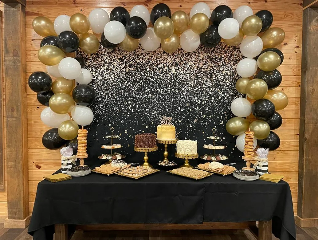 bday backdrop black gold dessert table jpg