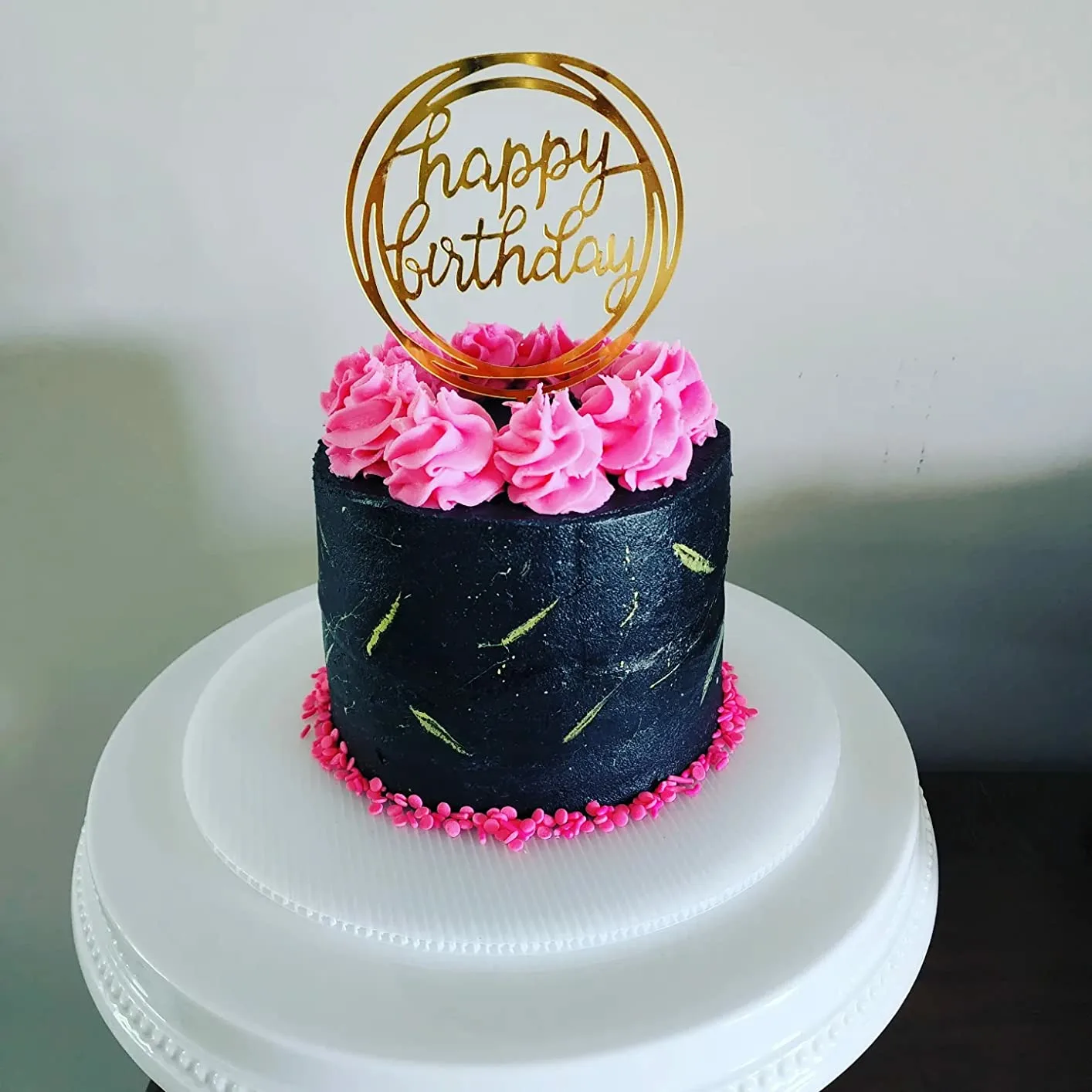 cake decor birthday black pink jpg