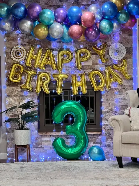 party balloons metallic birthday wall