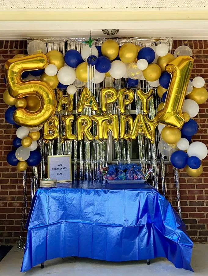party foil balloons blue and gold theme jpg