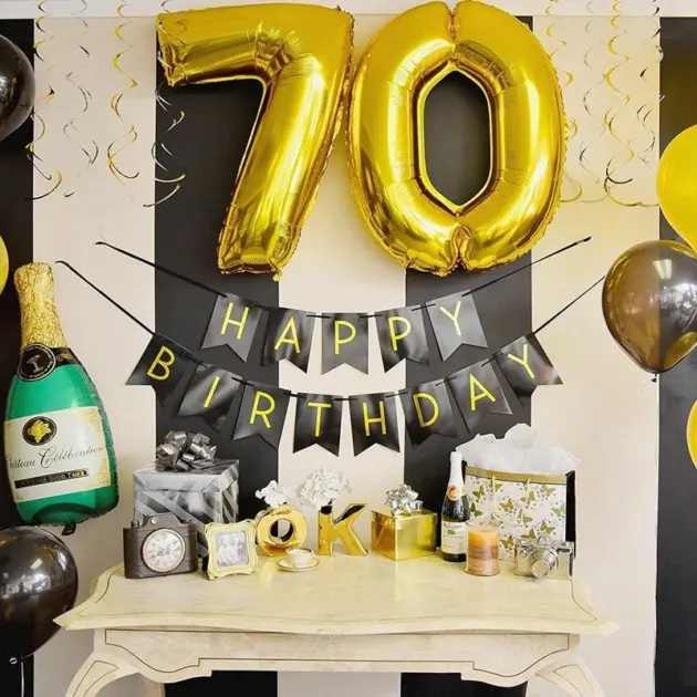 vintage 70th bday decor