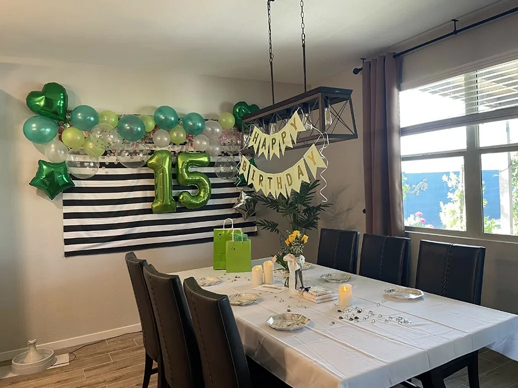 15th Birthday Decor Green Ballons