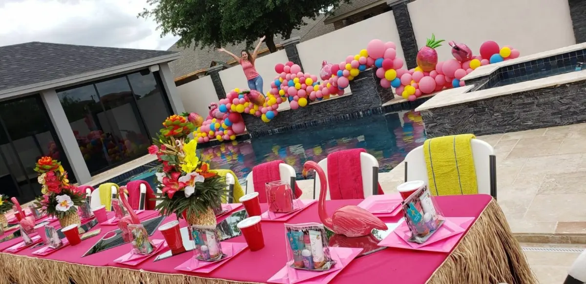 Flamingo Themed Outdoor Pool Party