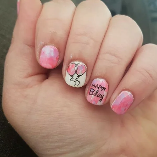 Pink Birthday Nail Art