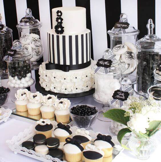 Elegant Black And White Party Dessert Tables