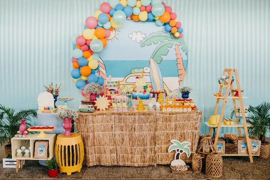 Colorful Balloon Arch In The Garden