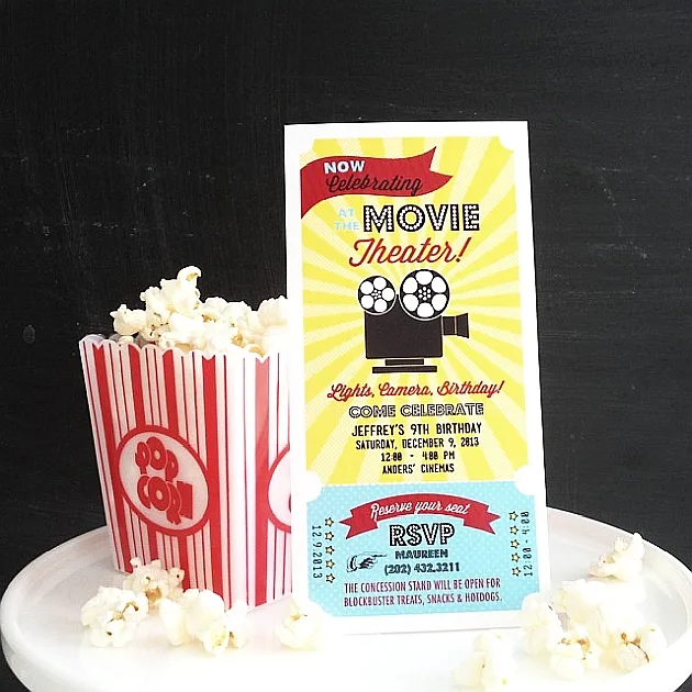 Movie Theatre Birthday Party Invitations