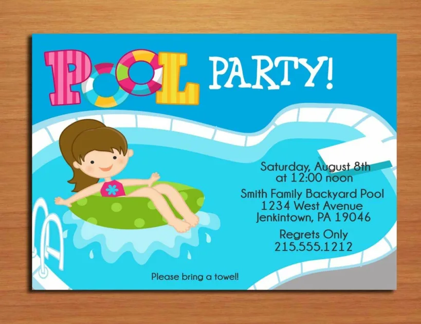 Pool Birthday Party Invitations
