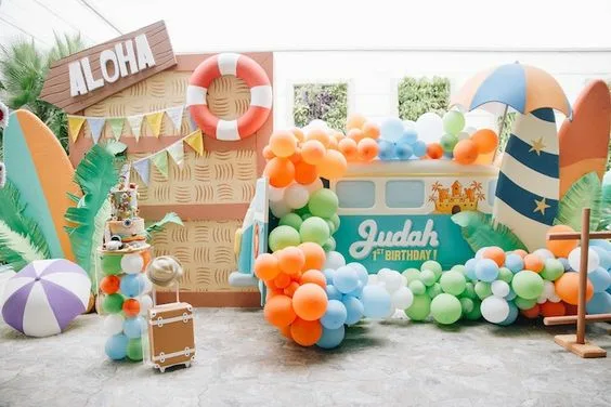 Beach Themed Birthday Party Aloha Themed With Balloons