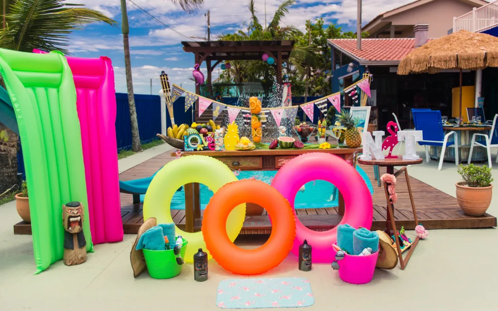Beach Themed Birthday Pool Side Fruit Table Stylish Theme Decors