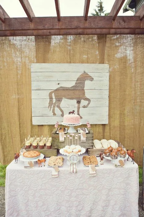 Horse Birthday Party Horse Silloutte On White Wood Frame Rustic Theme