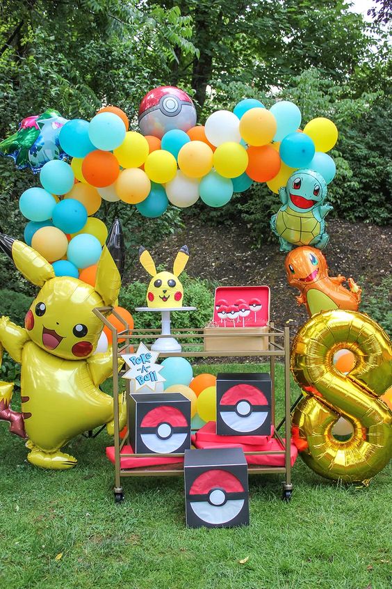 Pokemon Birthday Decorations Pokemon Characters Ballon And Mylar Foil Number Balloon