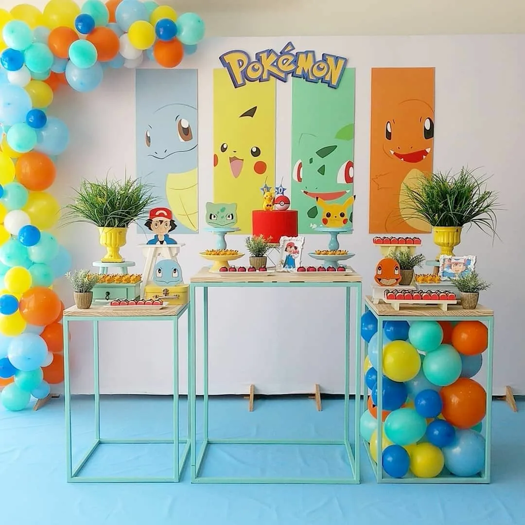 Pokemon Birthday Decorations Pokemon Minimalist Themed Decors Cakes And Desserts On Table