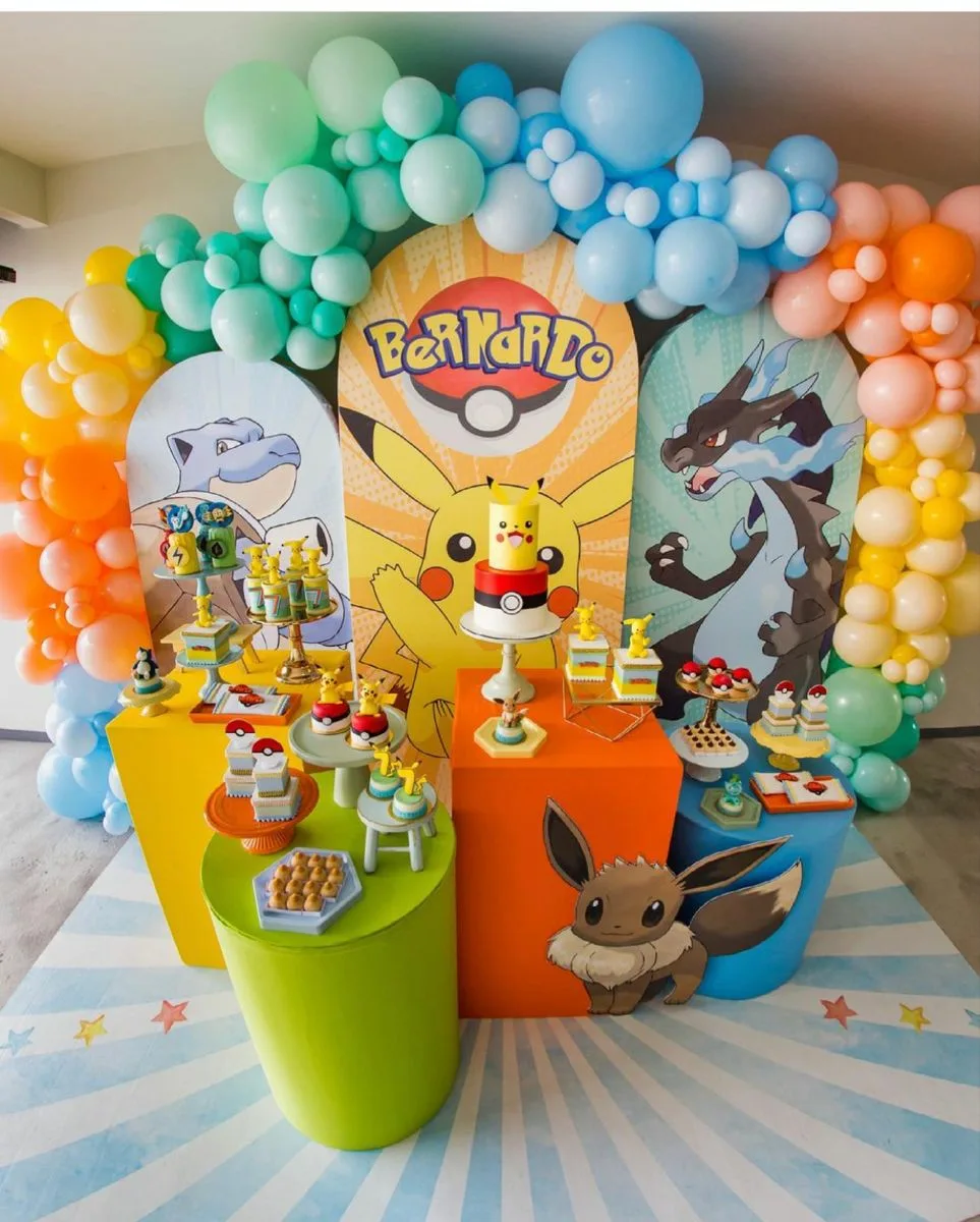 Pokemon Birthday Decorations Round Arches With Pokemon Themed Spandex Covers