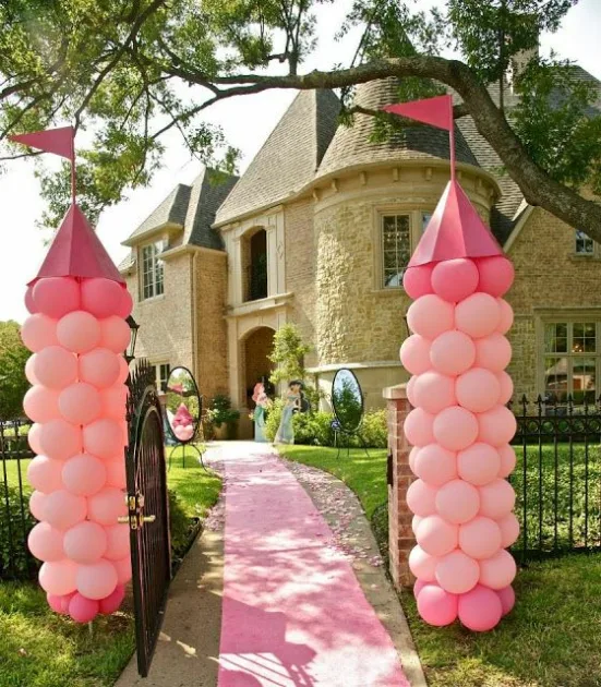 Princess Peach Birthday Pink Balloons Castle Arrangement