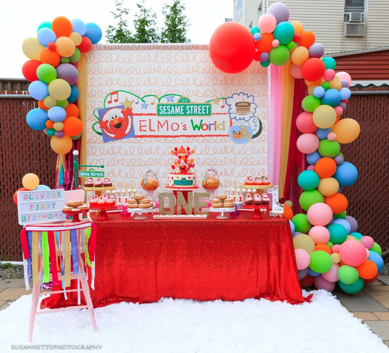 Sesame Street Birthday Party Red Elmos World Theme Cake Table