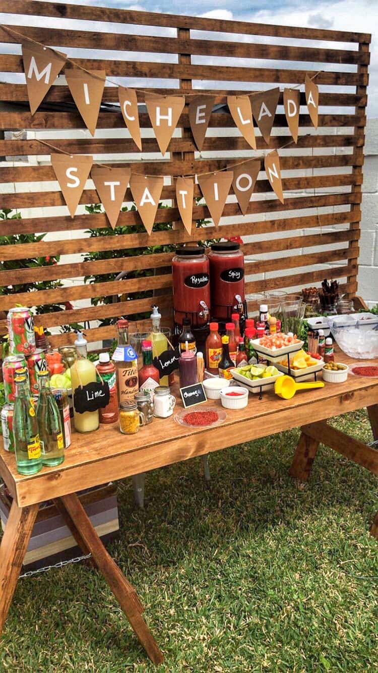 First Rodeo Birthday Party Wood Table And Backdrop Beverage Station With Jute Banners