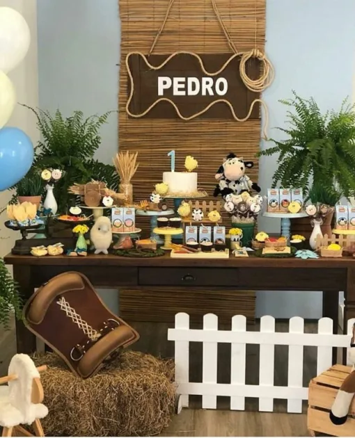First Rodeo Birthday Party Wood Table And Backdrop Cake And Dessert Themed Section