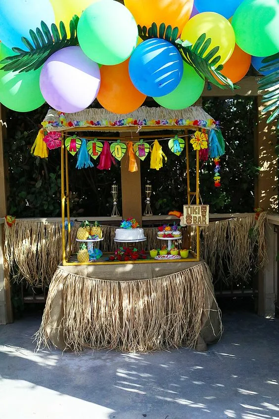 Hawaiian Birthday Party Ideas Cakes With Desserts Tiki Bar Table