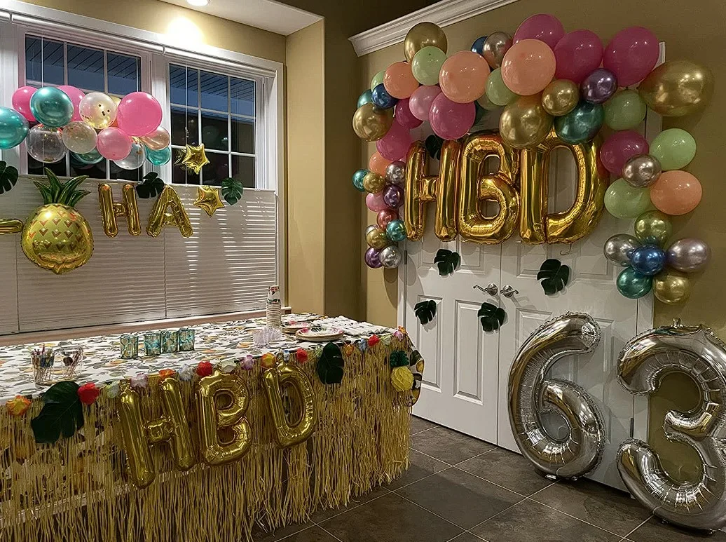 Hawaiian Birthday Party Ideas Indoor With Mylar Foil Balloons