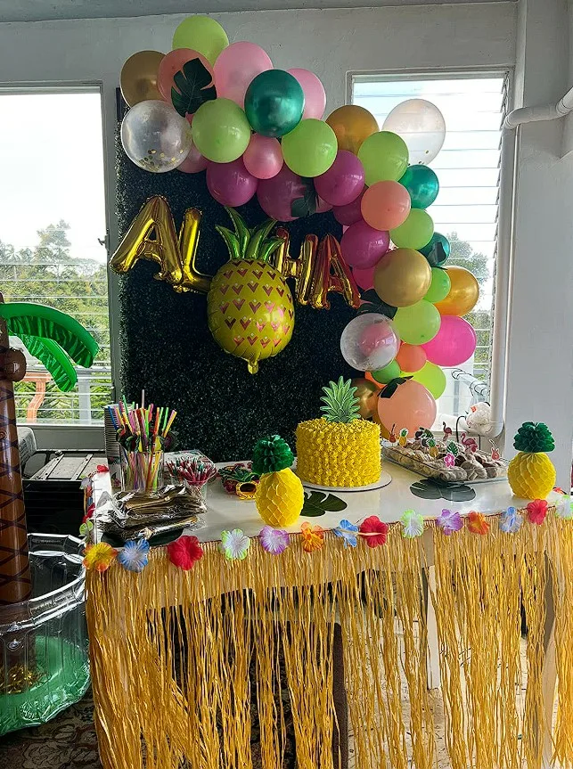 Hawaiian Birthday Party Ideas Tiki Bar With Balloon Arrangement