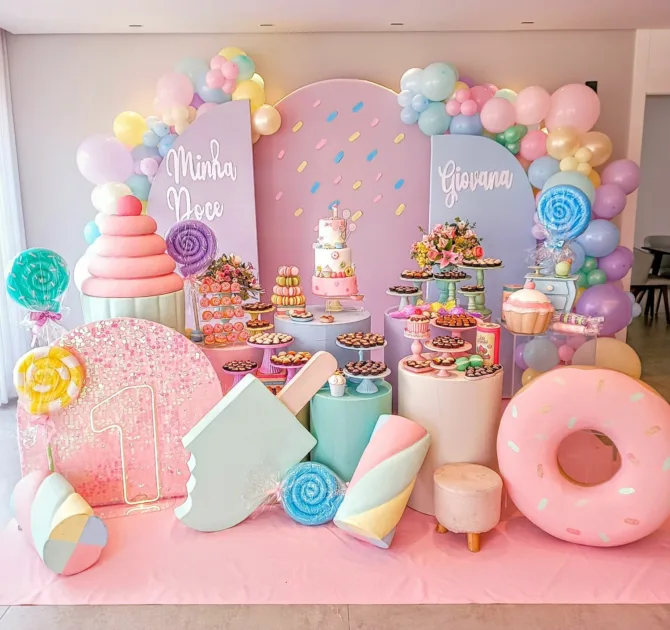 Ice Cream Birthday Decorations Dessert And Cake With Backdrop