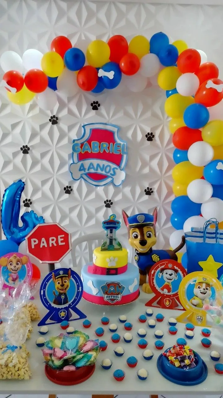 Paw Patrol Birthday Decorations Dessert Table With Favor Gifts