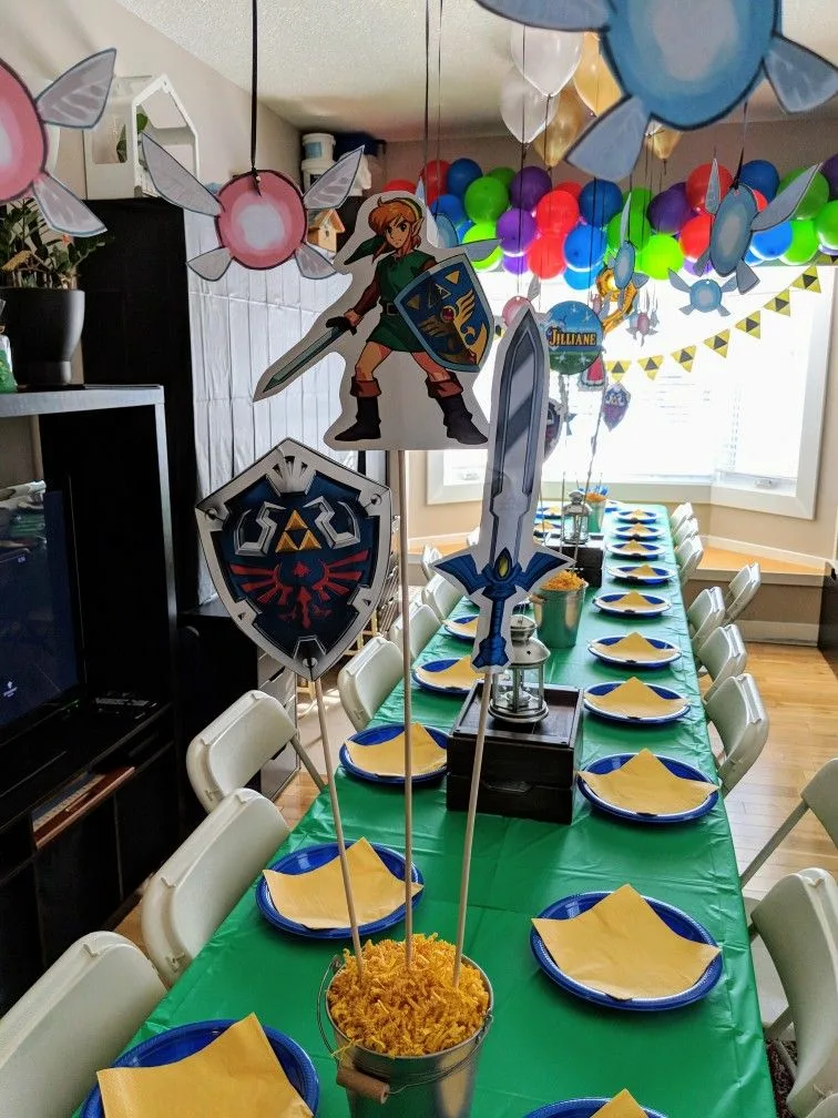 Zelda Birthday Decorations Shield And Character Cut Outs On Stick