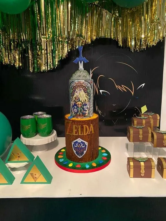 Zelda Birthday Decorations Zelda Wood Textured Cake And Mini Treasure Chest Favor Box
