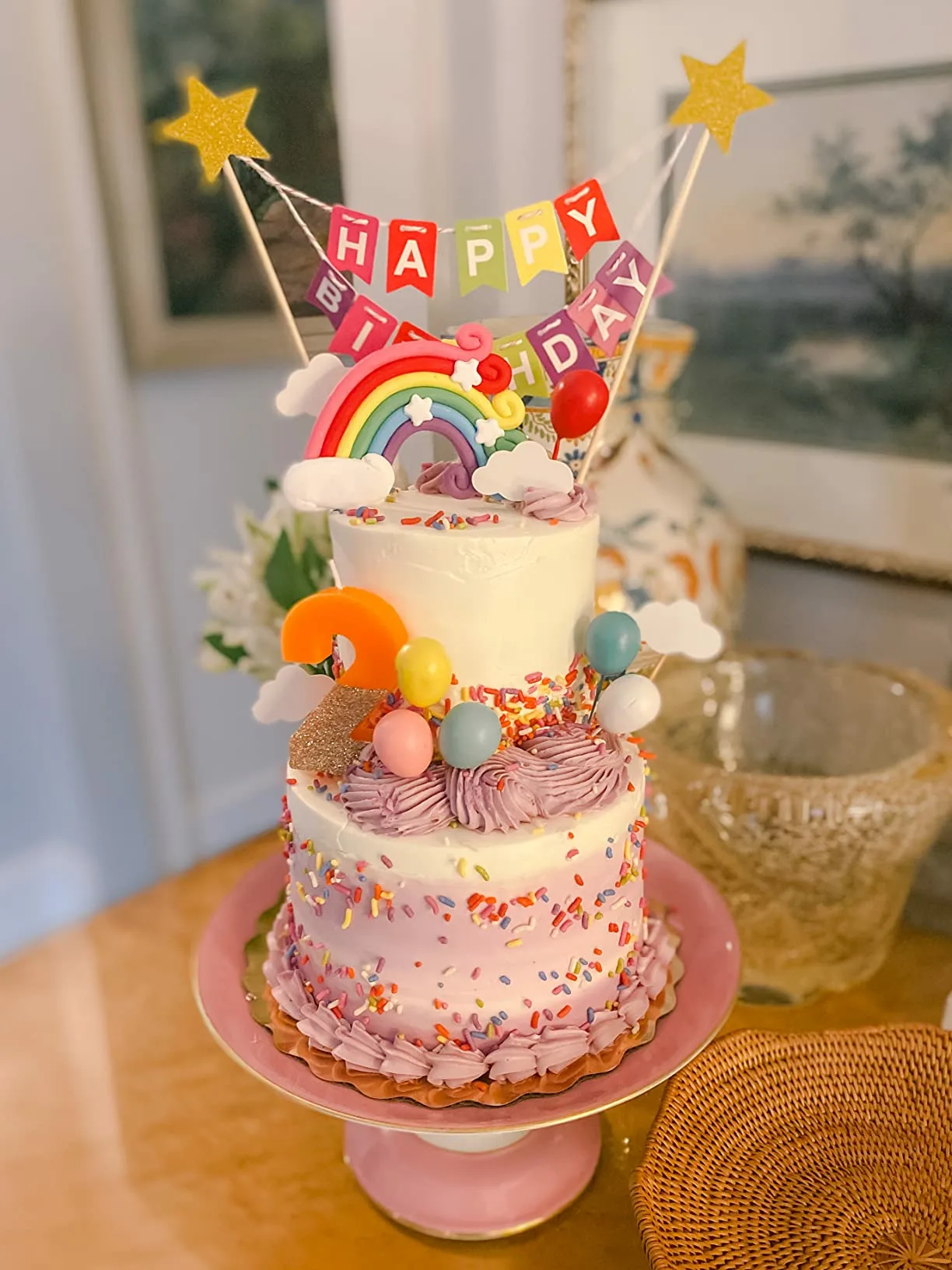 Cake Decor Birthday 2 Rainbow