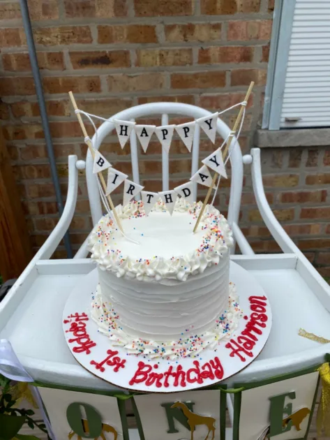 White 1st Harrison Happy Birthday Cake Topper