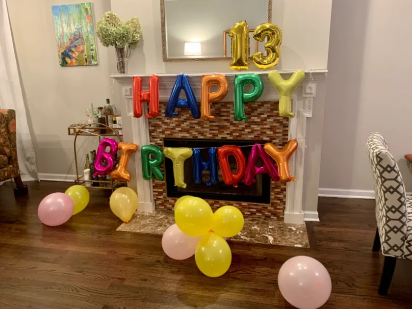 Colorful Balloons 13 Fireplace Birthday Parties Decoration
