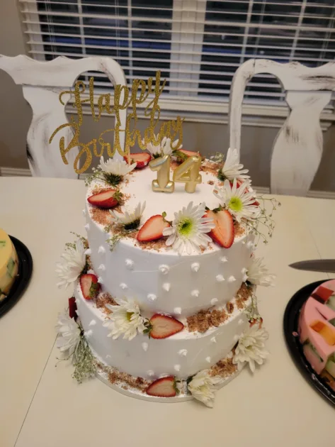 Gold 14th Happy Birthday Cake Topper