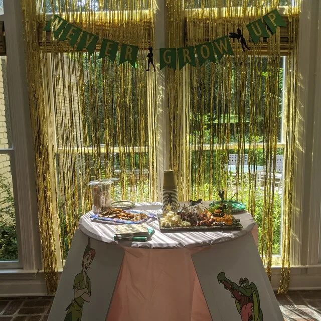Peter Pan Birthday Party Decorative Greeting Banners And Snacks Table