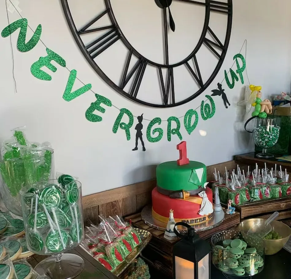 Peter Pan Birthday Party Dessert Table And Wall Banner Decorations